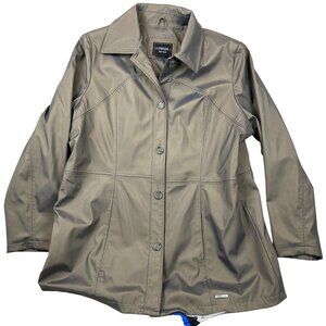 Outbrook Women's Jacket XL Taupe 1X Button-Front Collared Casual Classic
